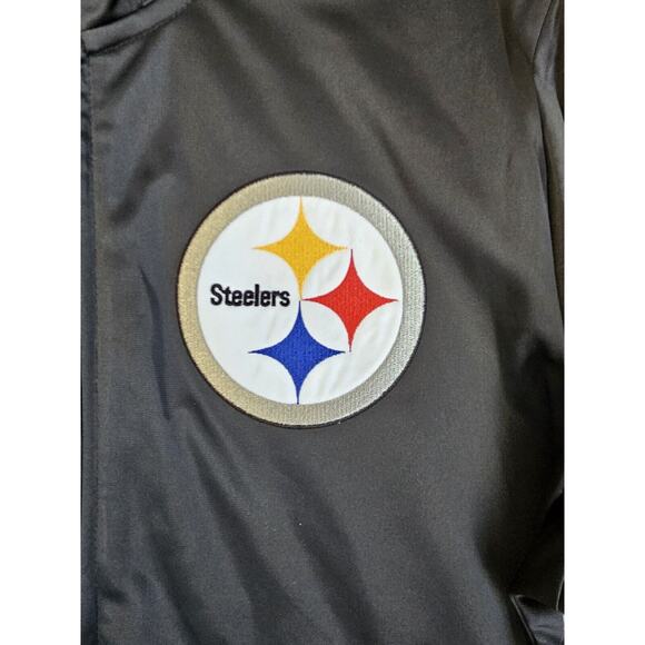 NFL Team Apparel‎ Pittsburgh Steelers Warm Up Jacket Mens Sz L Black Full Zip - Picture 8 of 16